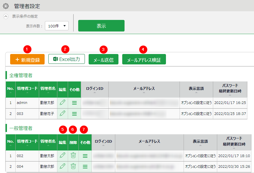 オンラインヘルプ | 勤革時 | 「管理者設定」の設定方法（管理者作成、権限付与）