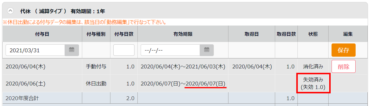 代休を休日出勤日より先に取得してしまった際のエラー解消方法 – KING